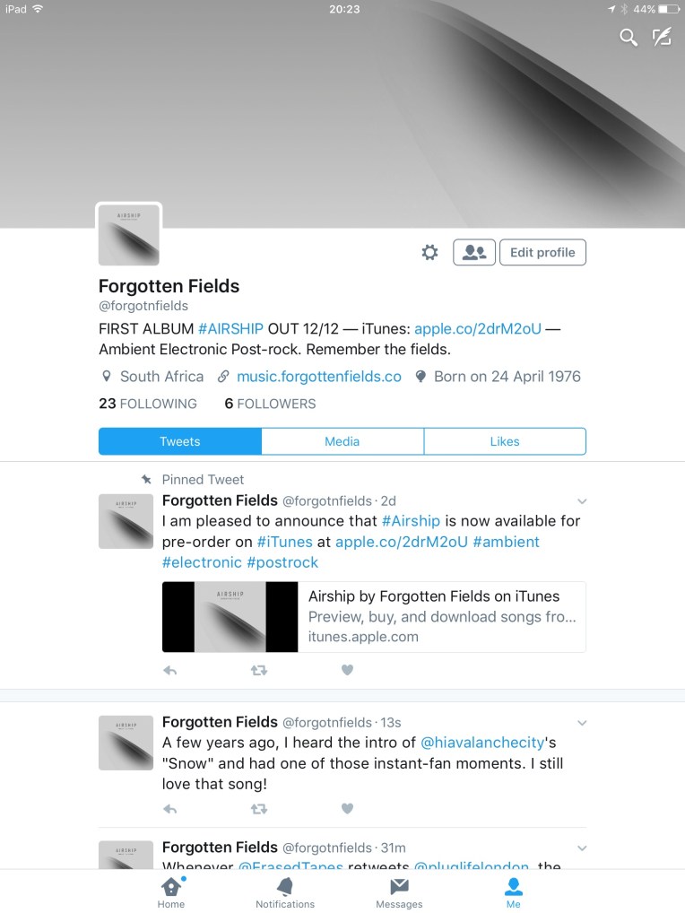 Forgotten Fields on Twitter