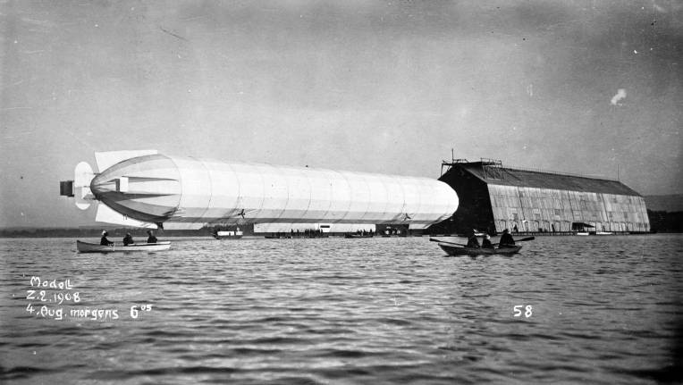 Airship LZ 4 on Lake Constance, Germany, 4 August 1908.